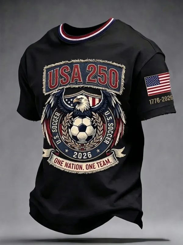 Men'S USA  Independence Day  Football Lover Art Printed T-Shirt