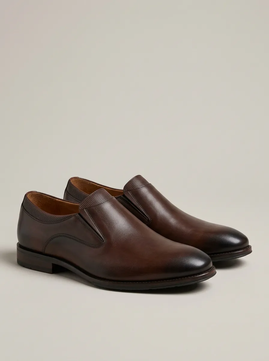 Men's Business Casual Leather Slip-On Dress Shoes