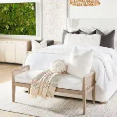 Upholstered Oak Accent Bench