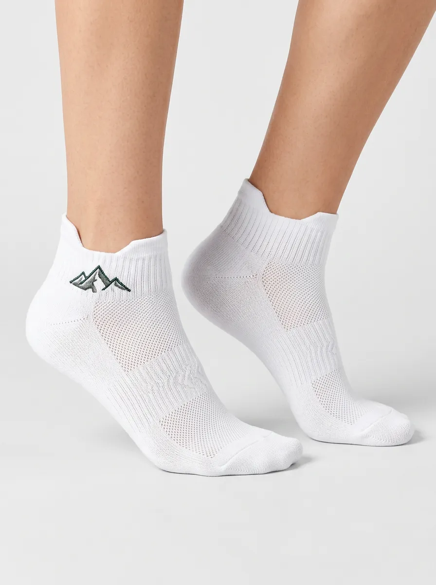 White Scenic Mountain Graphic Sport Ankle Socks