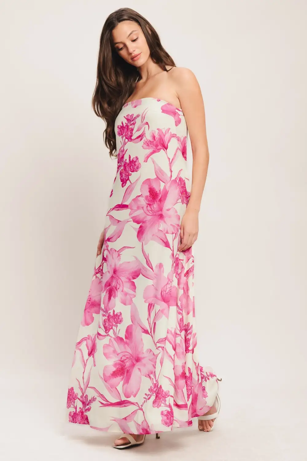 Strapless Printed Maxi Dress