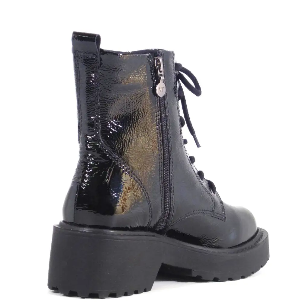 Patent Lace Up Combat Ankle Boots