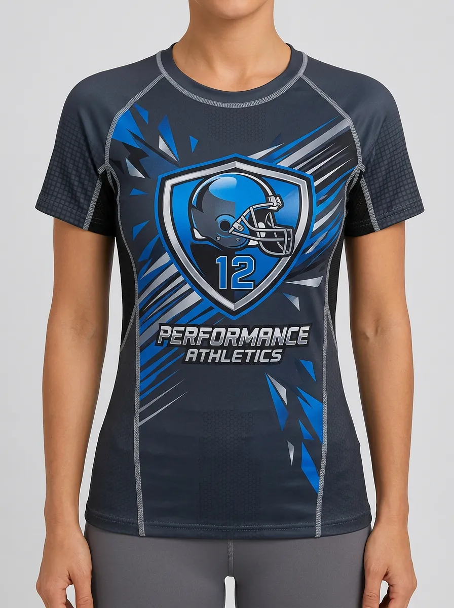 Women's American Football 12 Helmet Shield Printed Performance Top