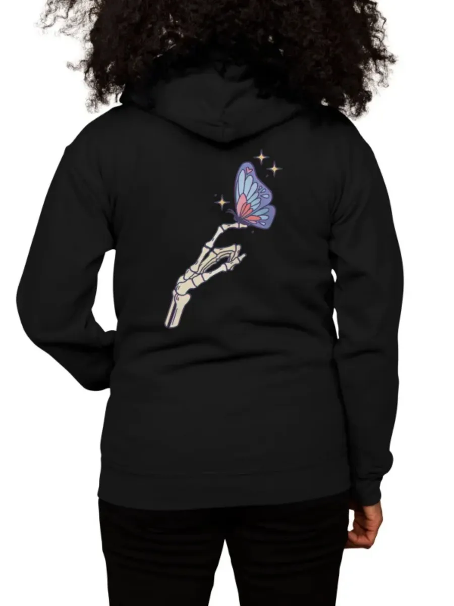 Skeleton Butterfly Print Hoodie