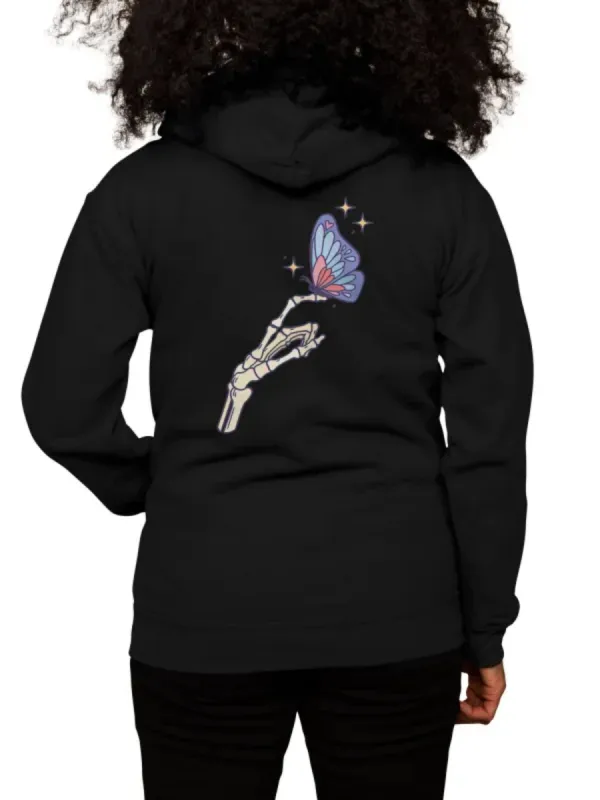 Skeleton Butterfly Print Hoodie