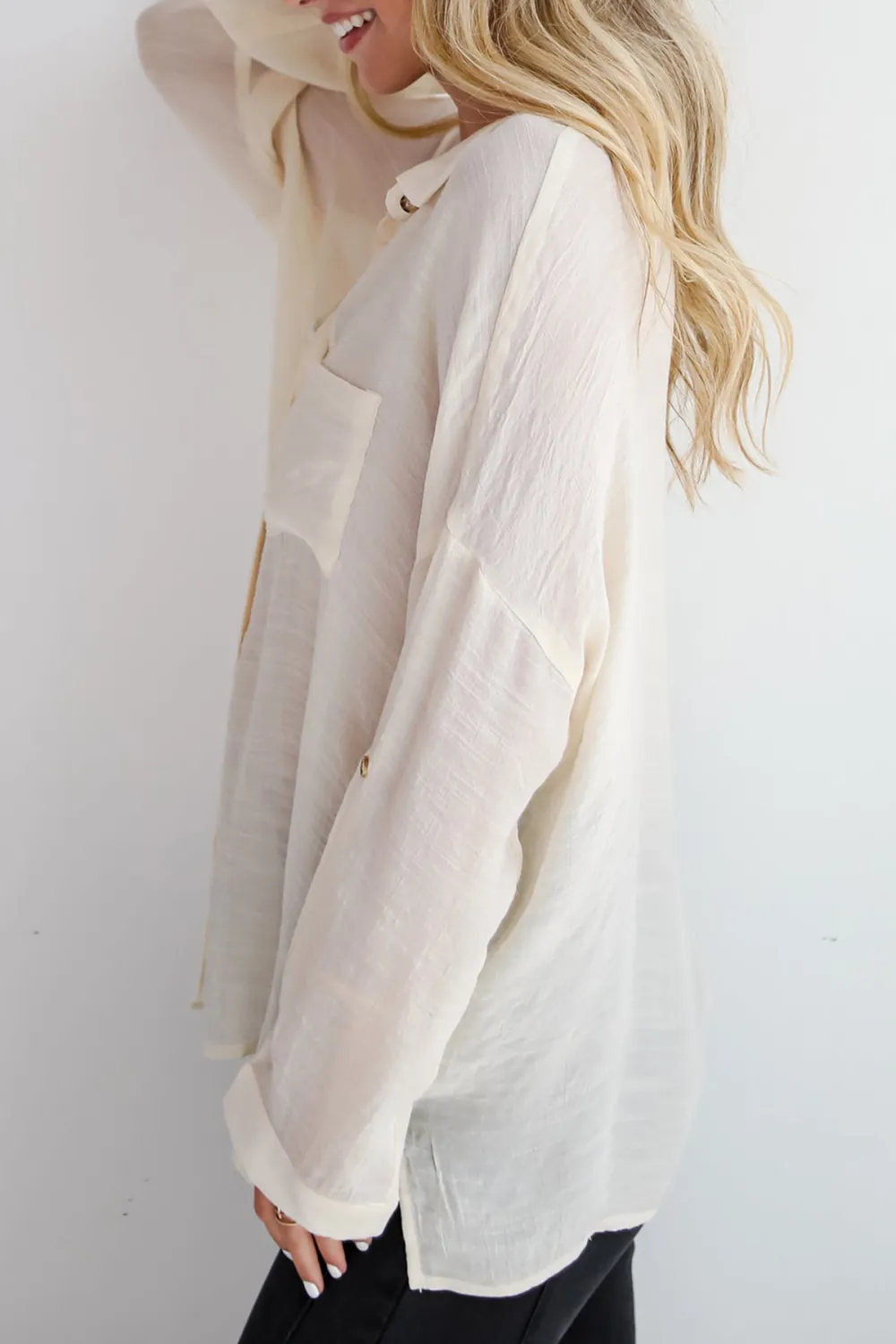Polyester Button-Up Blouse