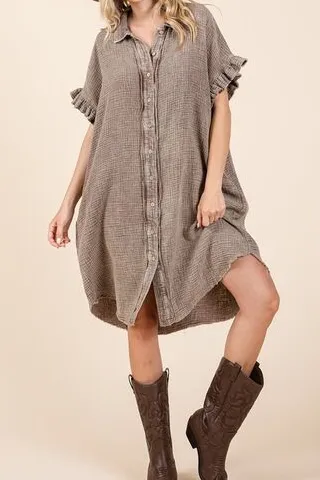 Mineral Cotton Gauze Mini Dress