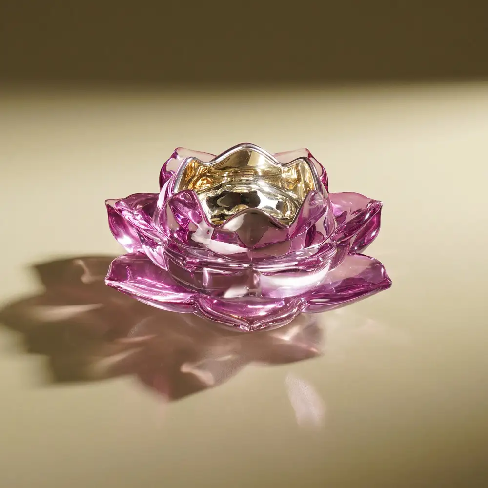 Lavender Lotus Glass Tealight Holder