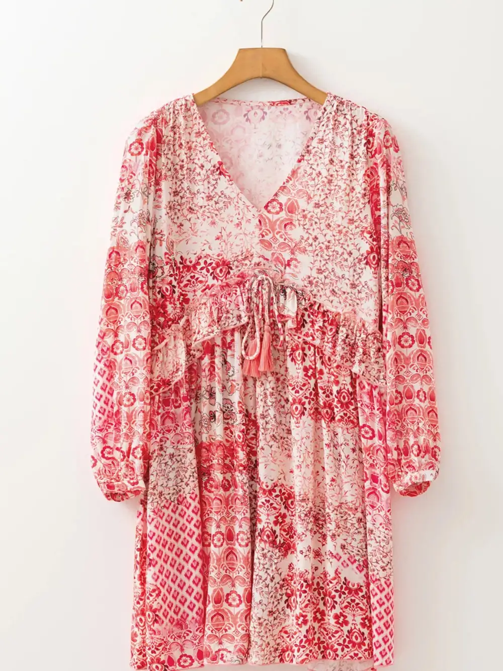 Clean Line Printed Long Sleeve Mini Dress