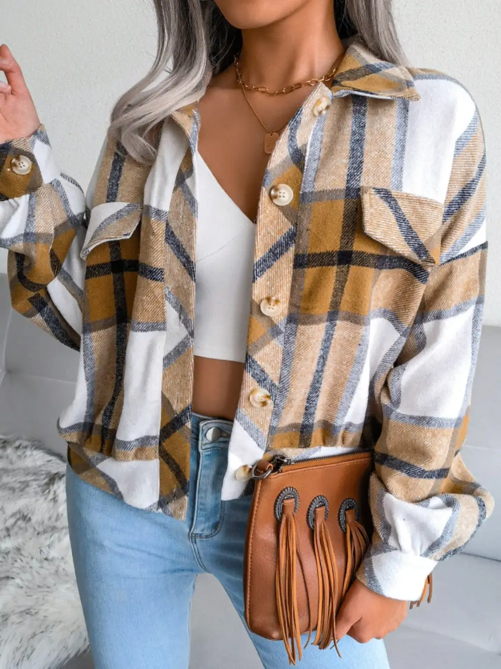 Collared Plaid Jacket