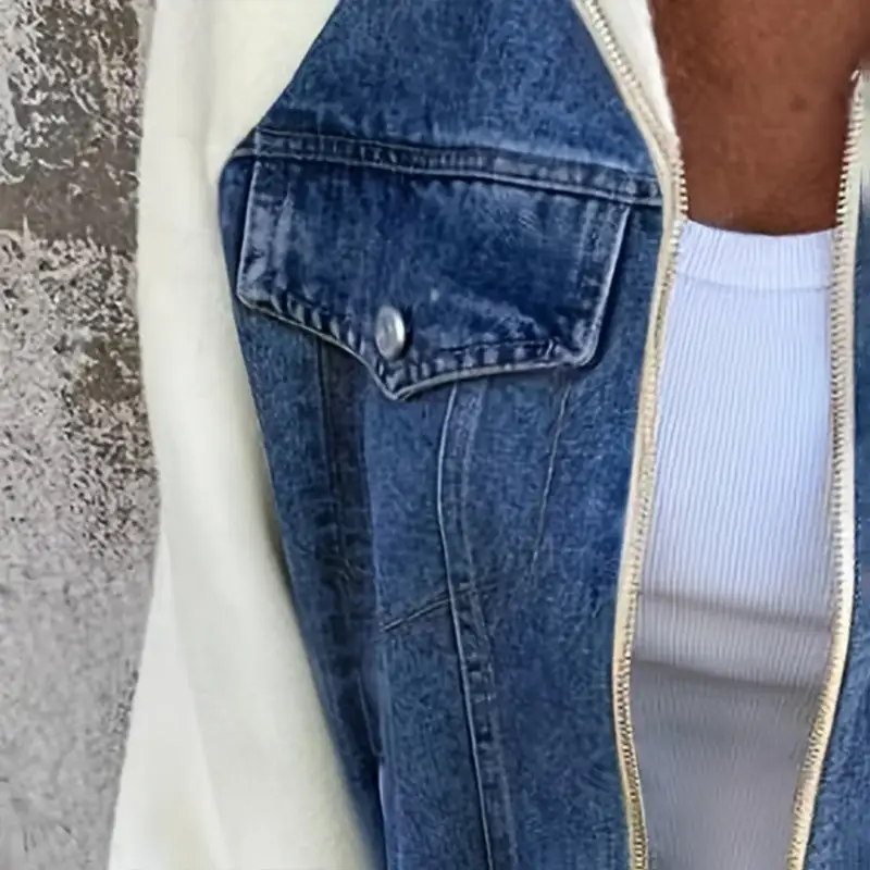 Patchwork Denim Zip Jacket
