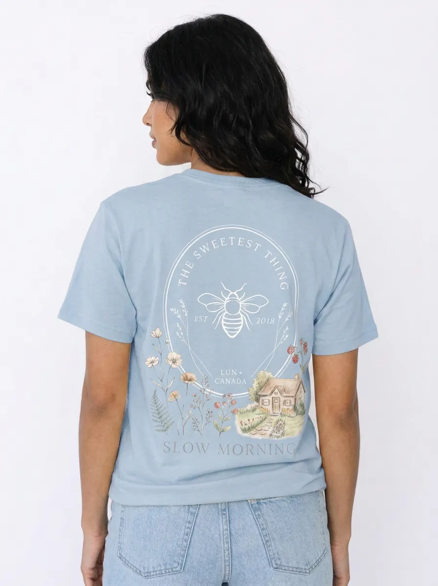 Women's Nature Lover Bee Cottage Wildflower Printed T-shirt