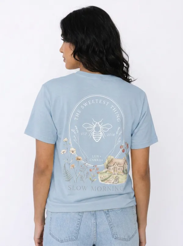 Women's Nature Lover Bee Cottage Wildflower Printed T-shirt