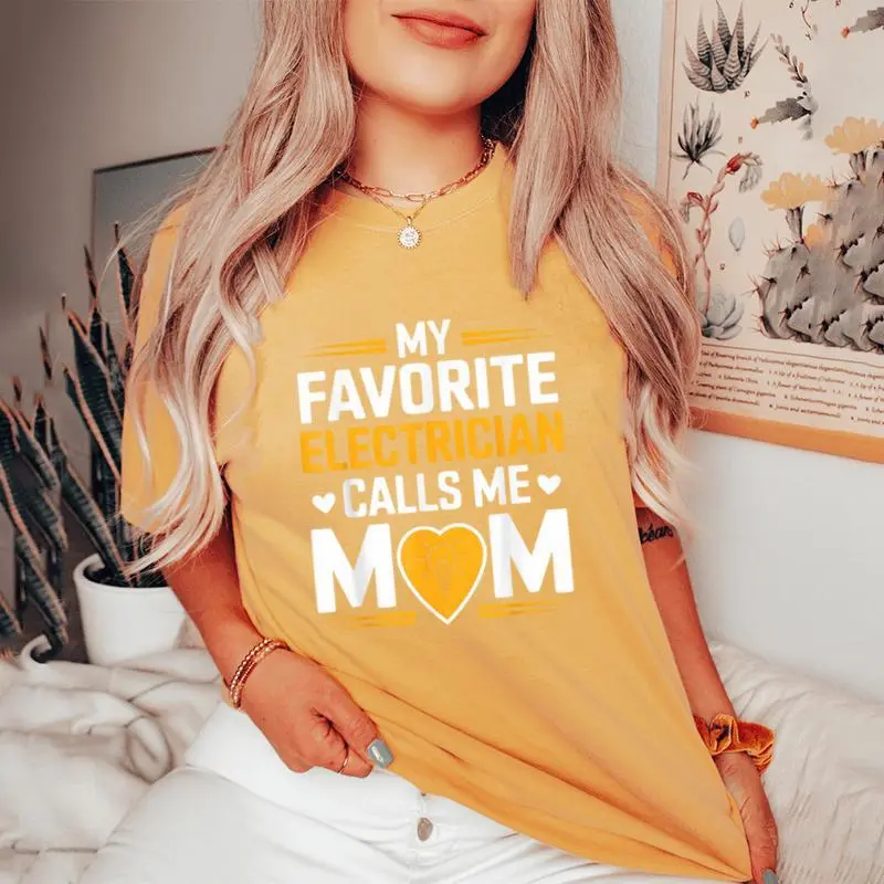 My Favorite Electrician Calls Me Mom Heart Women's Oversized Comfort T-Shirt