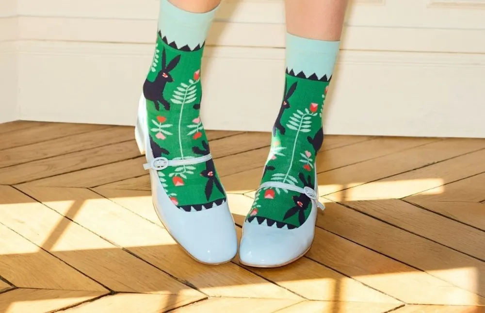 Fresh Green Cotton Ribbed Socks
