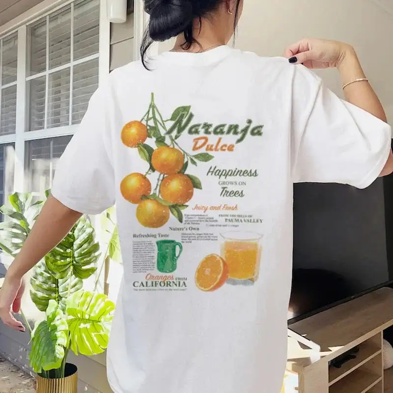 Orange Graphic Cotton T-Shirt