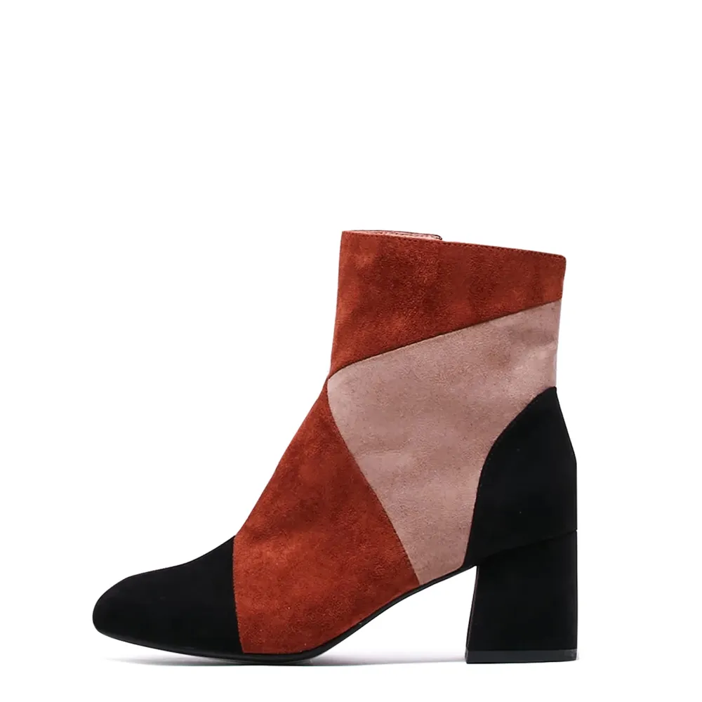 Patchwork Suede Ankle Boots
