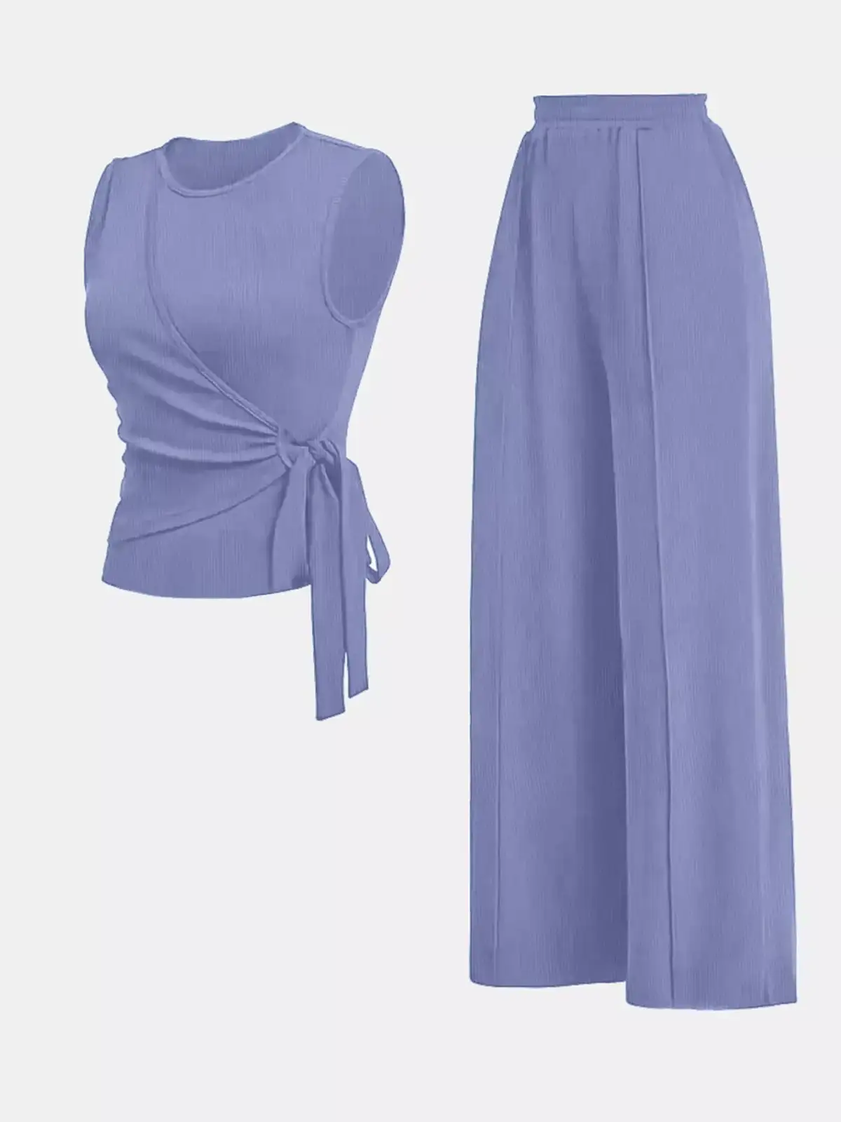 Tailored Round-Neck Pants Matching Set
