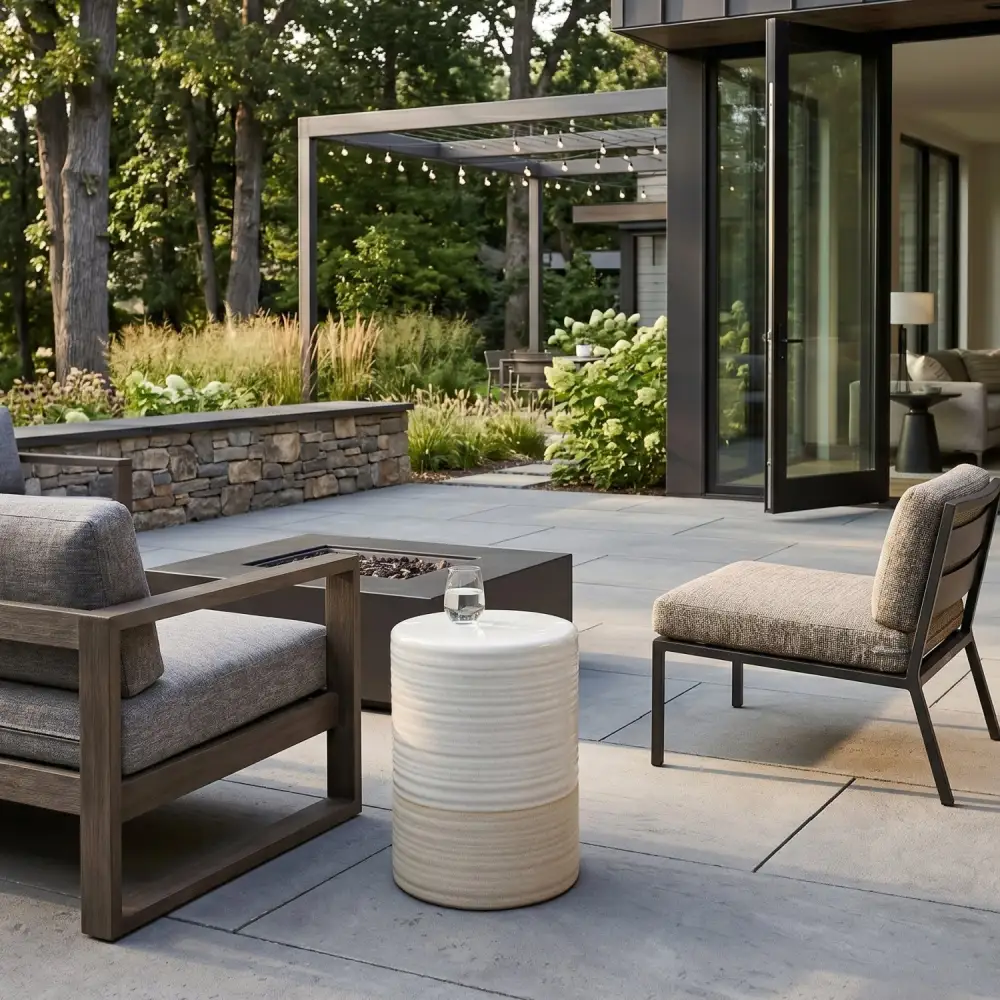Ceramic Cylindrical Outdoor Stool