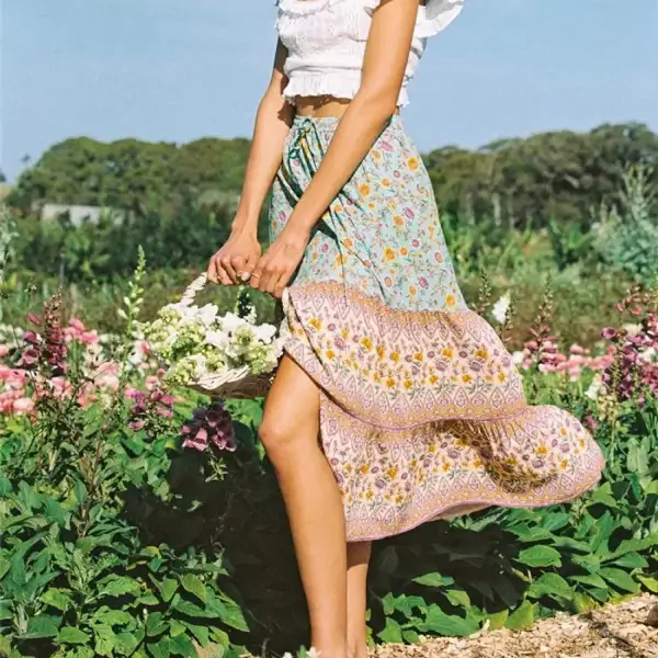 Textured Lace Cotton Blend Floral Set