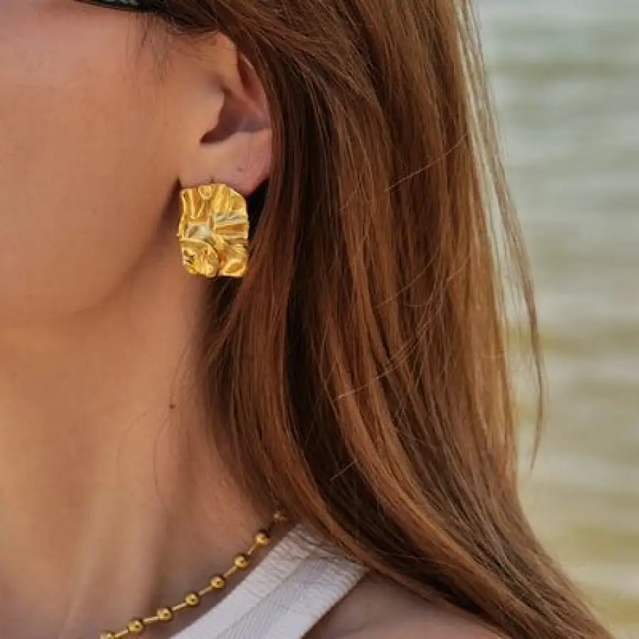 Geometric Stainless Steel Gold Plated Earrings