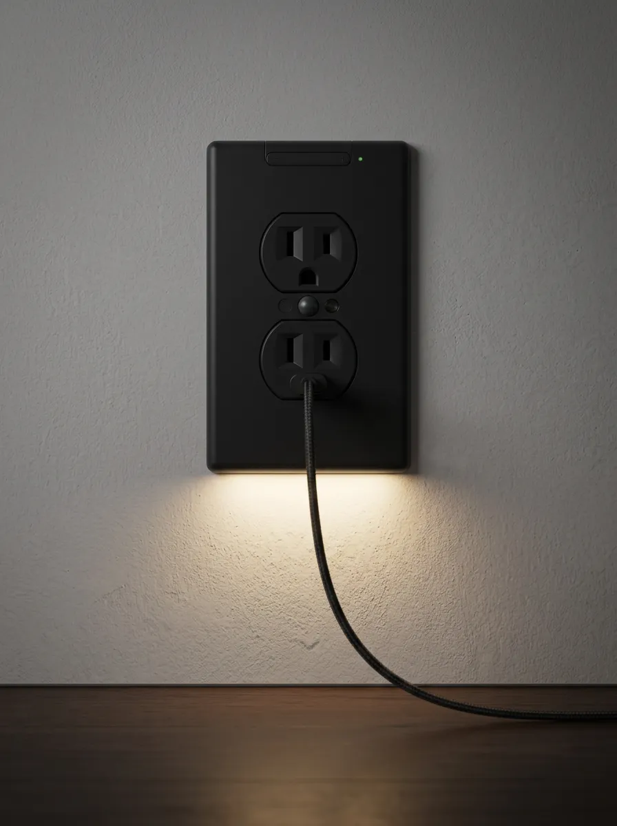 Modern Minimalist Black Matte LED Outlet Cover