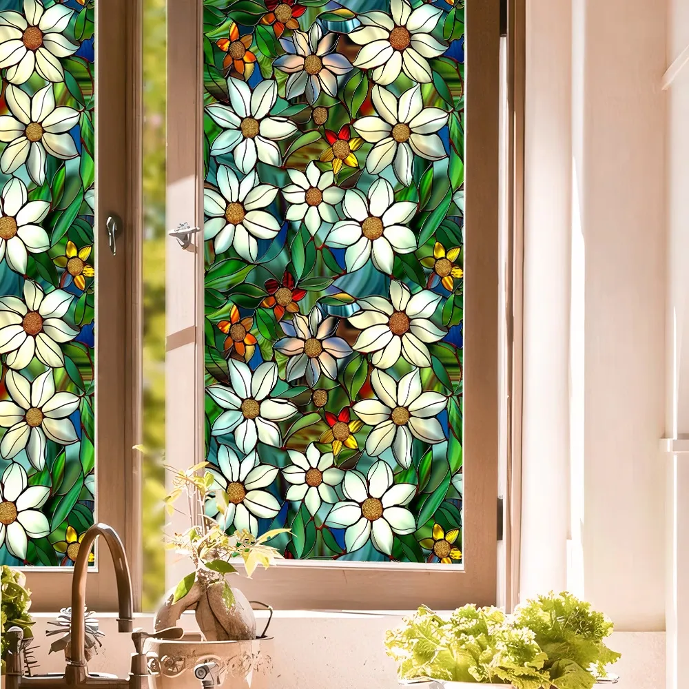 Stained Glass Floral Window Sticker