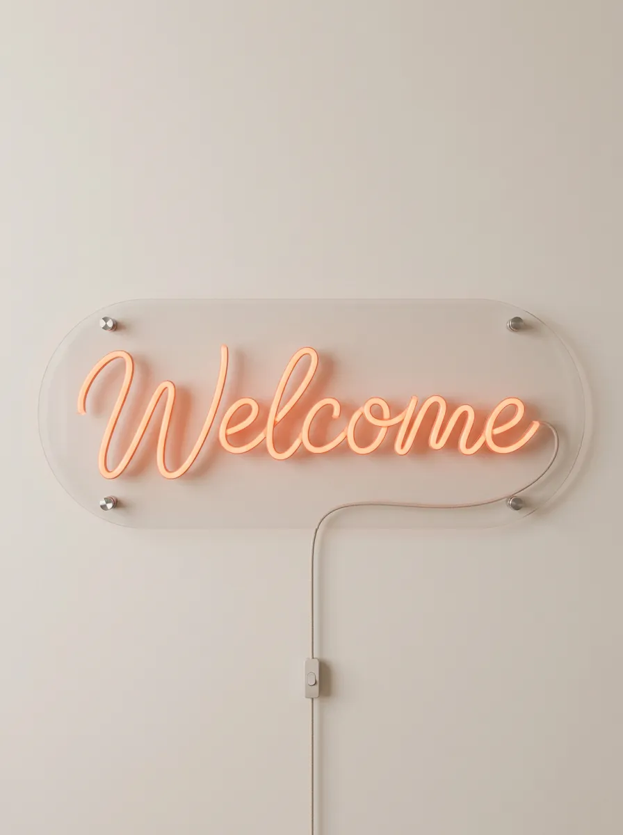 Compact Cursive Lettering Welcome Neon Sign