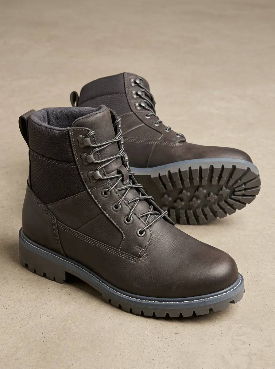 Unisex Leather Tactical Lace-Up Print Work Boots