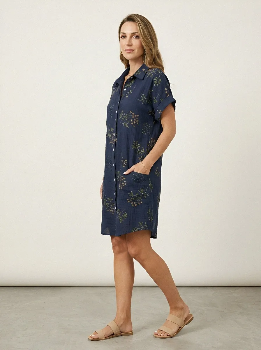 Women's Summer Vacation Wildflower Floral Printed Shirt Dress