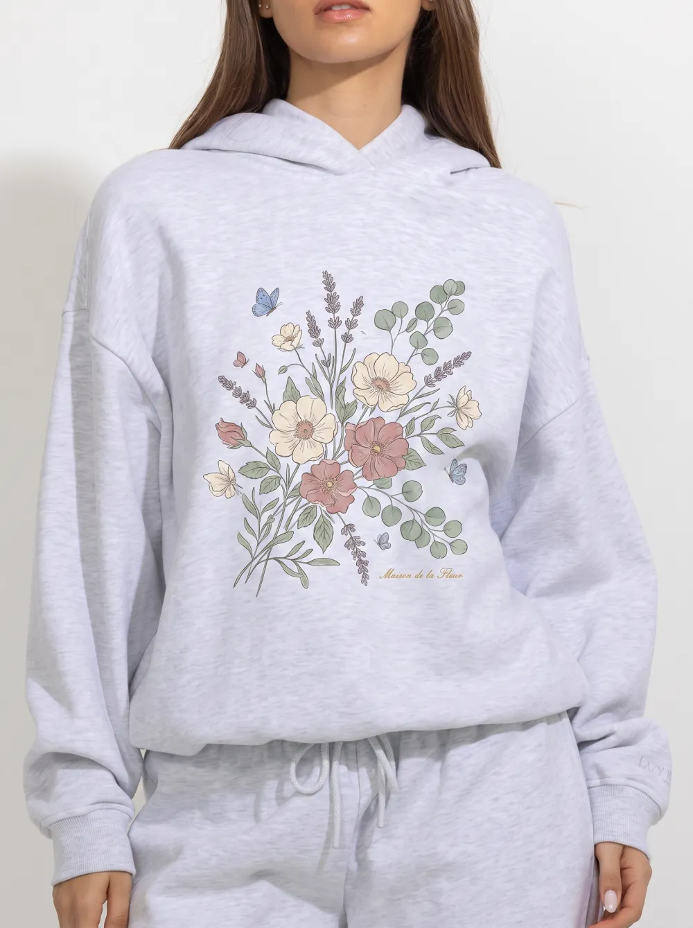 Women's Floral Botanical Butterfly Printed Hoodie