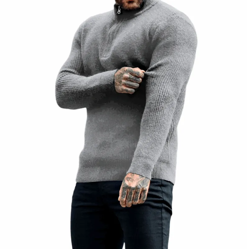 Grey Zip Front Sweater