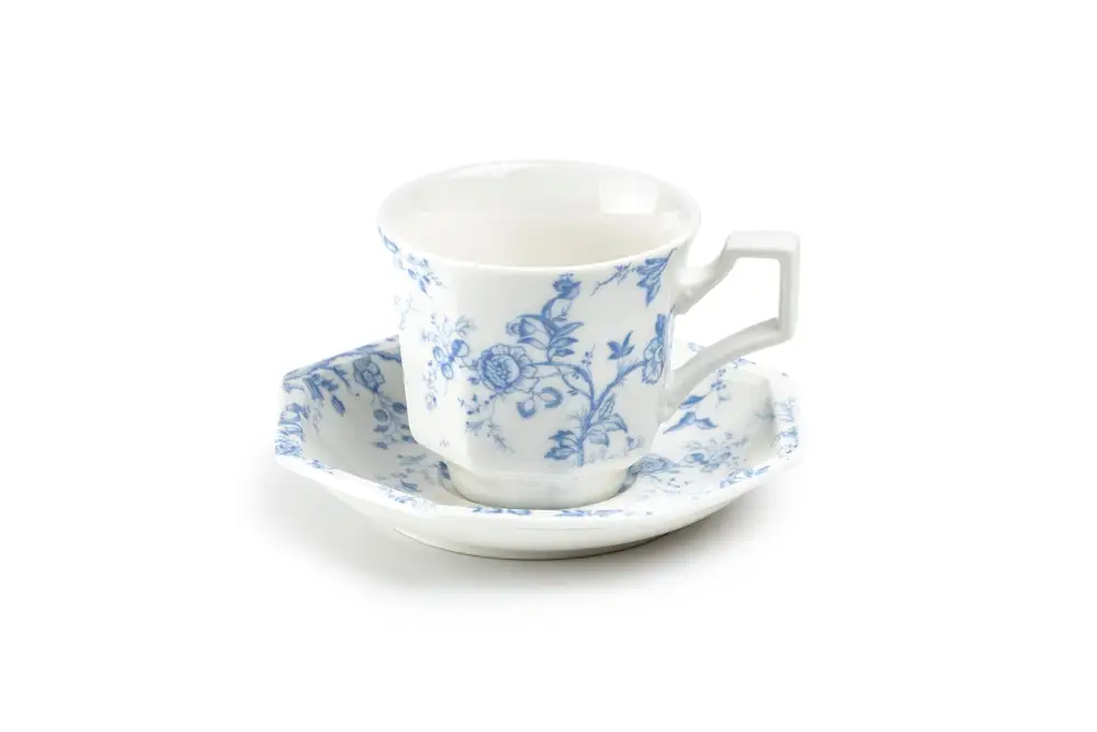 Rose Octagonal Cup Saucer Porcelain Tea Cup And Saucer