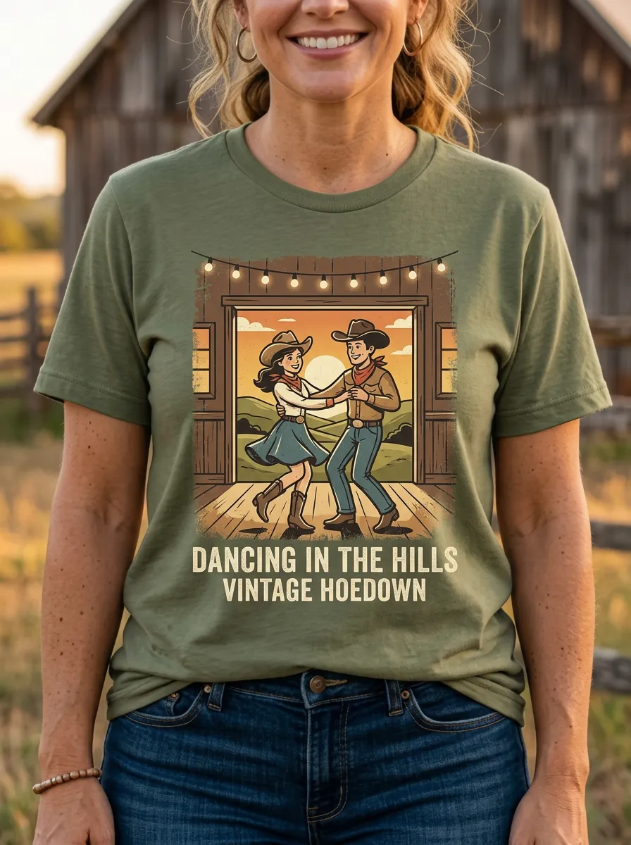Western-Inspired Western-Motif Women's Country Music Crew-Neck T-Shirt