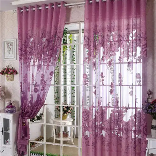 Floral Sheer Curtain Panel