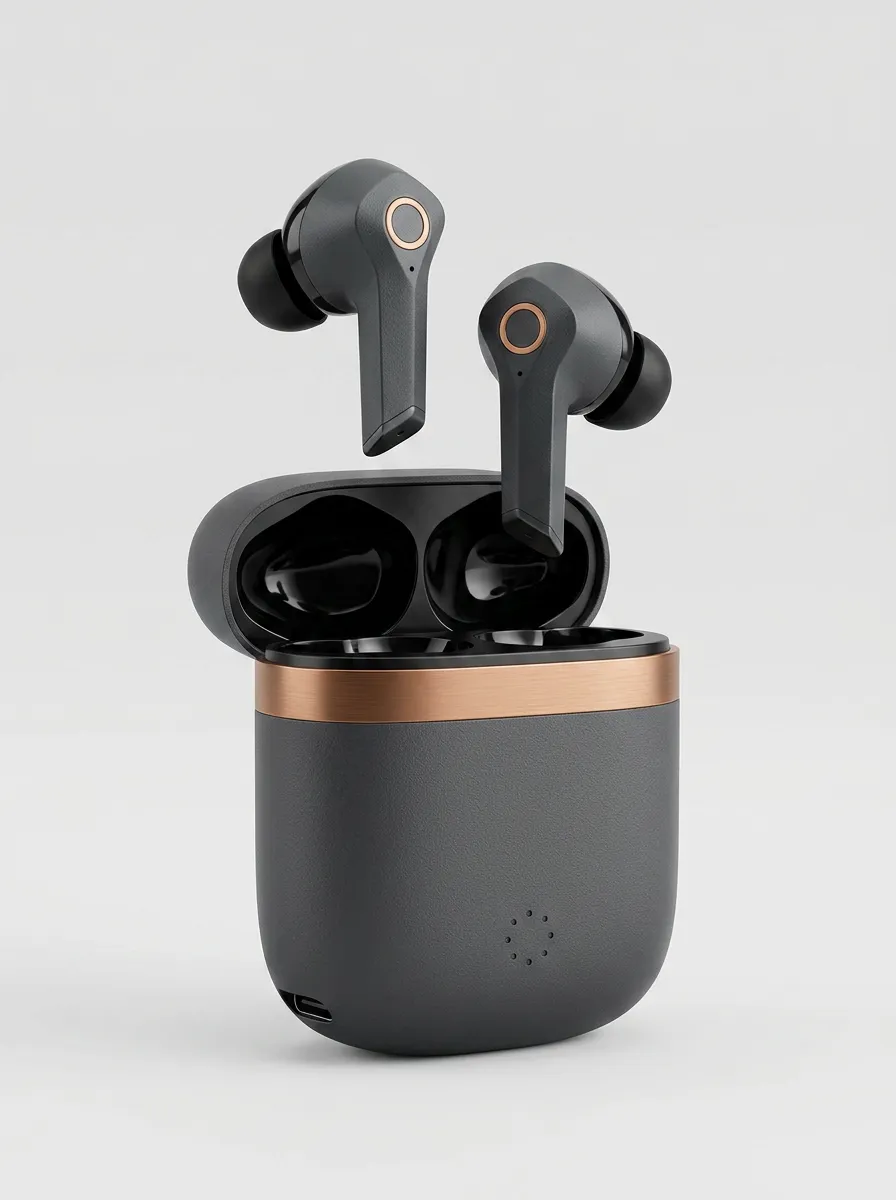 Unisex Tech Enthusiast Matte Grey Rose Gold Printed Earphones