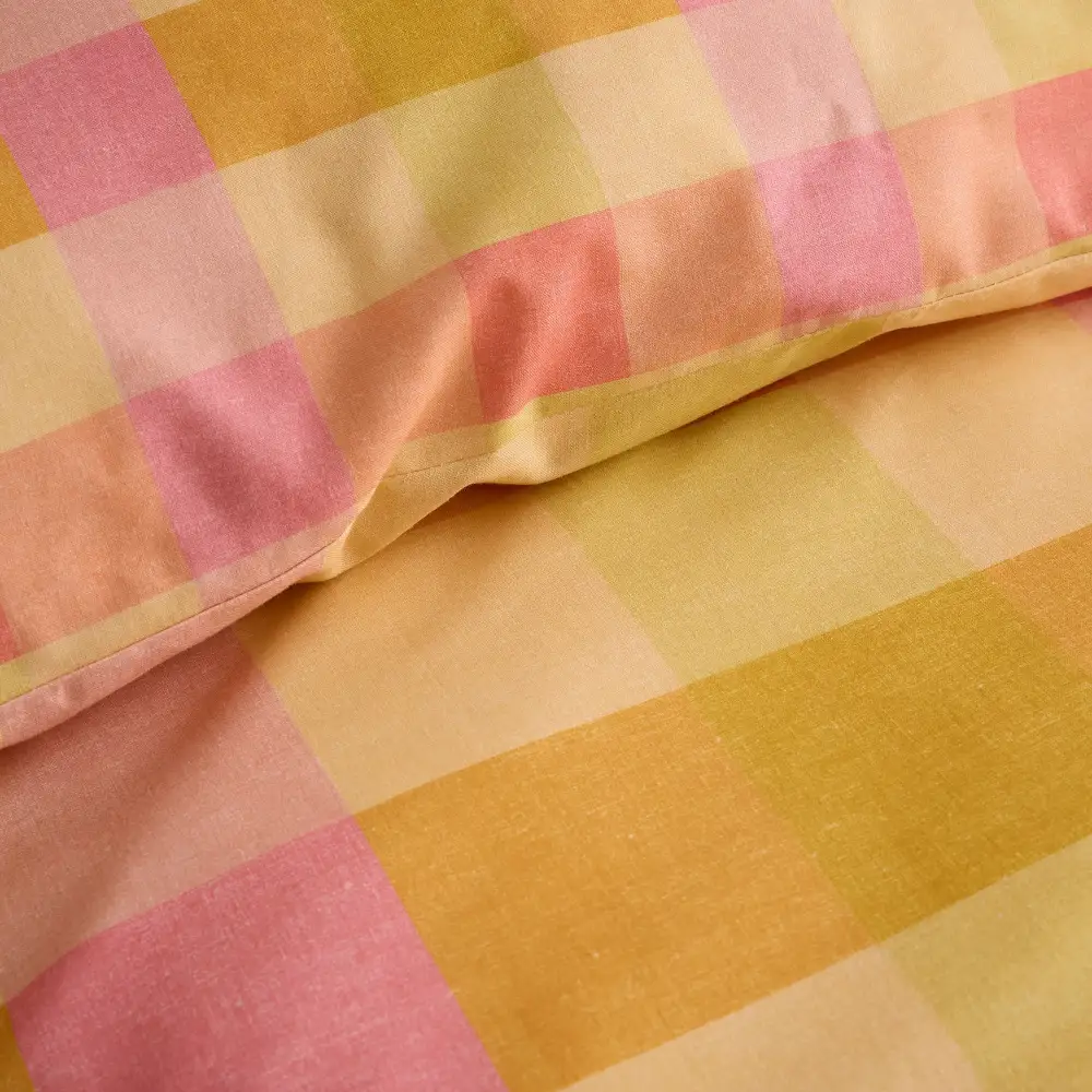 Reversible Check Polycotton Duvet Cover Set