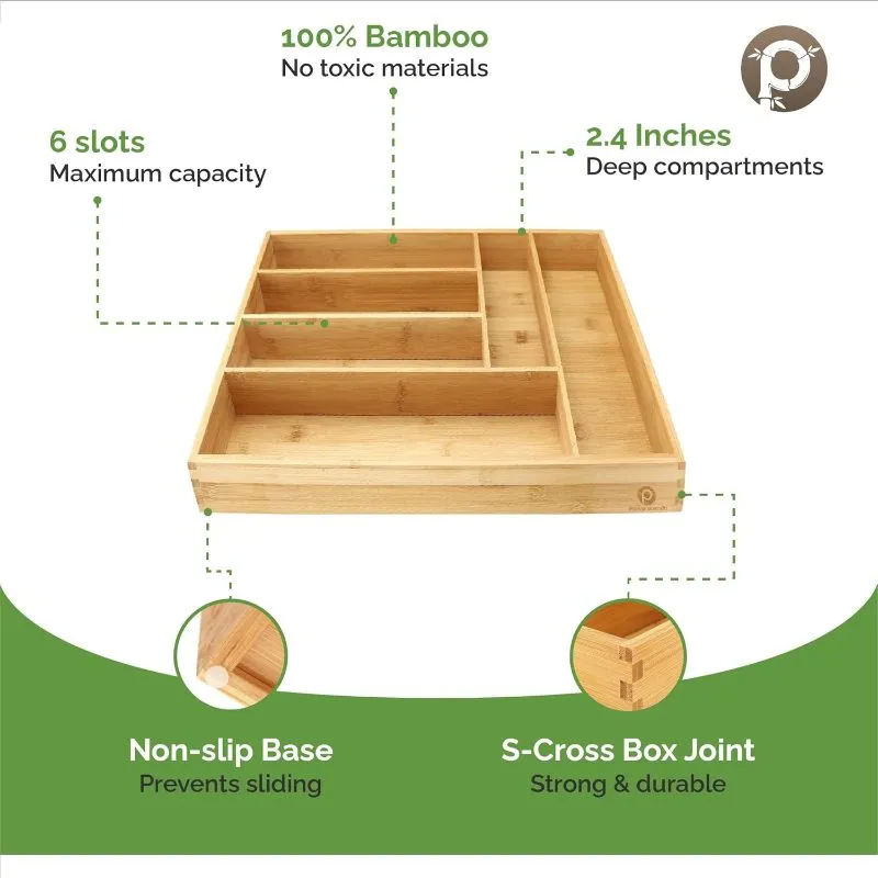 Bamboo Silverware Drawer Organizer
