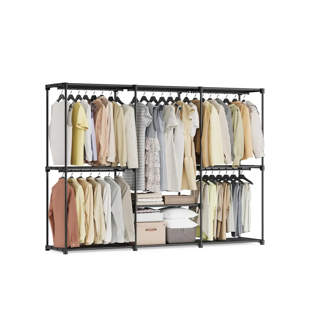 Portable Wardrobe With Hanging Shelves