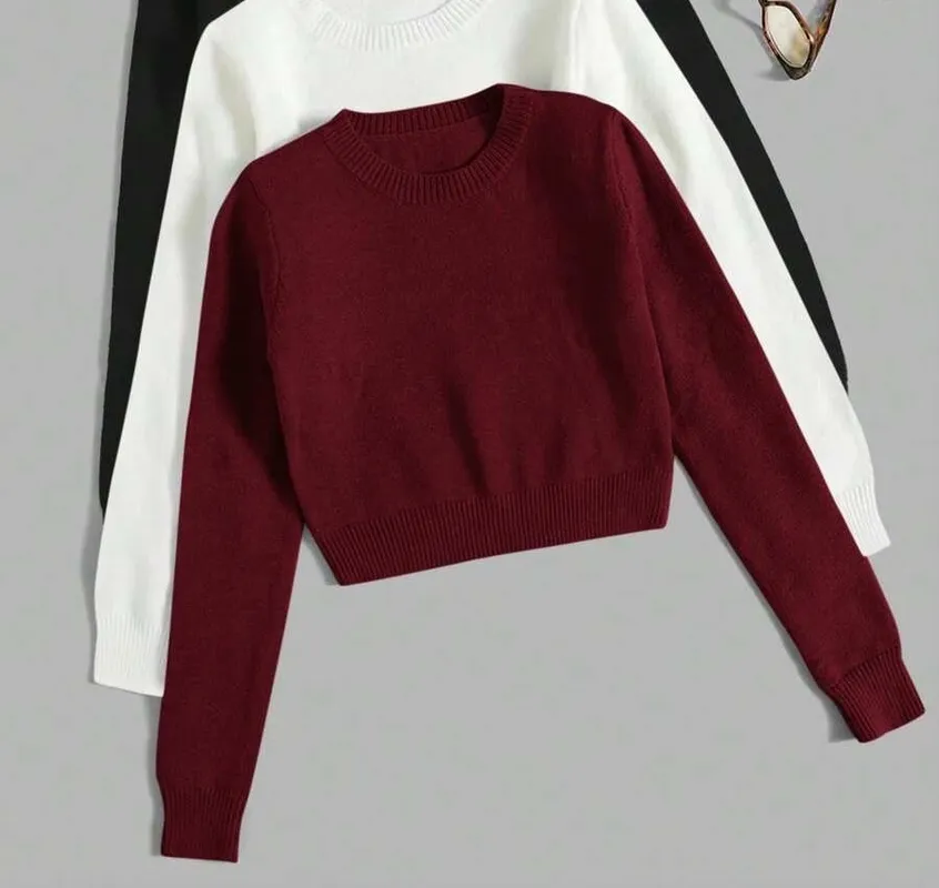 Burgundy Crew Neck Tie Detail Sweater