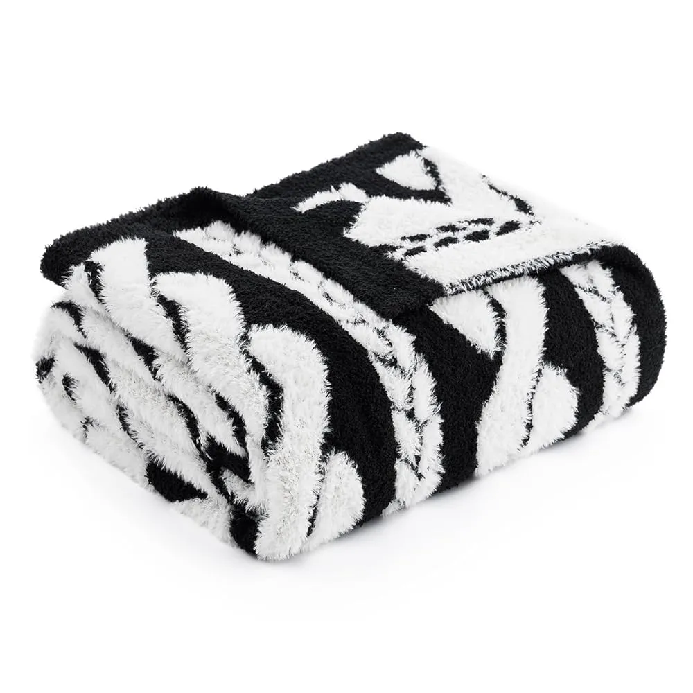 Cable-Knit Faux-Fur Throw Blanket