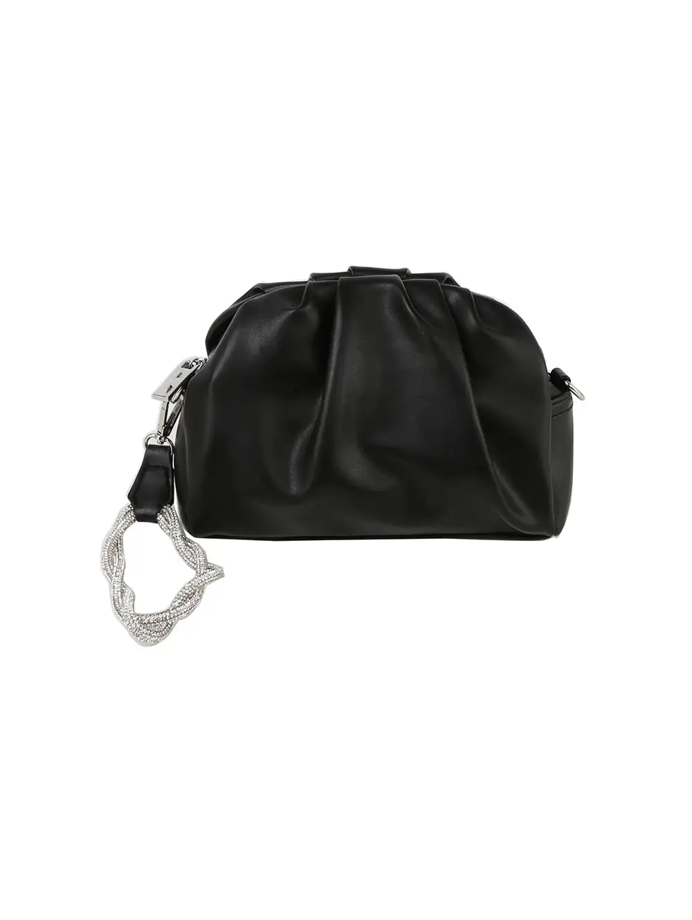 Pleated Faux Leather Wristlet Clutch Bag