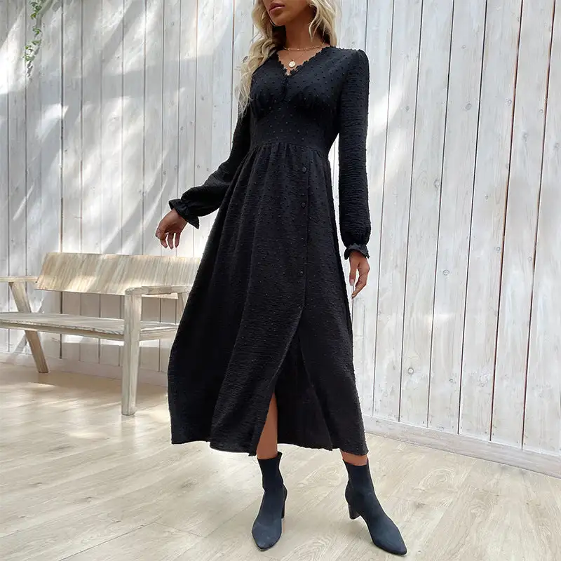 Women's V-Neck Asymmetric Maxi Dress