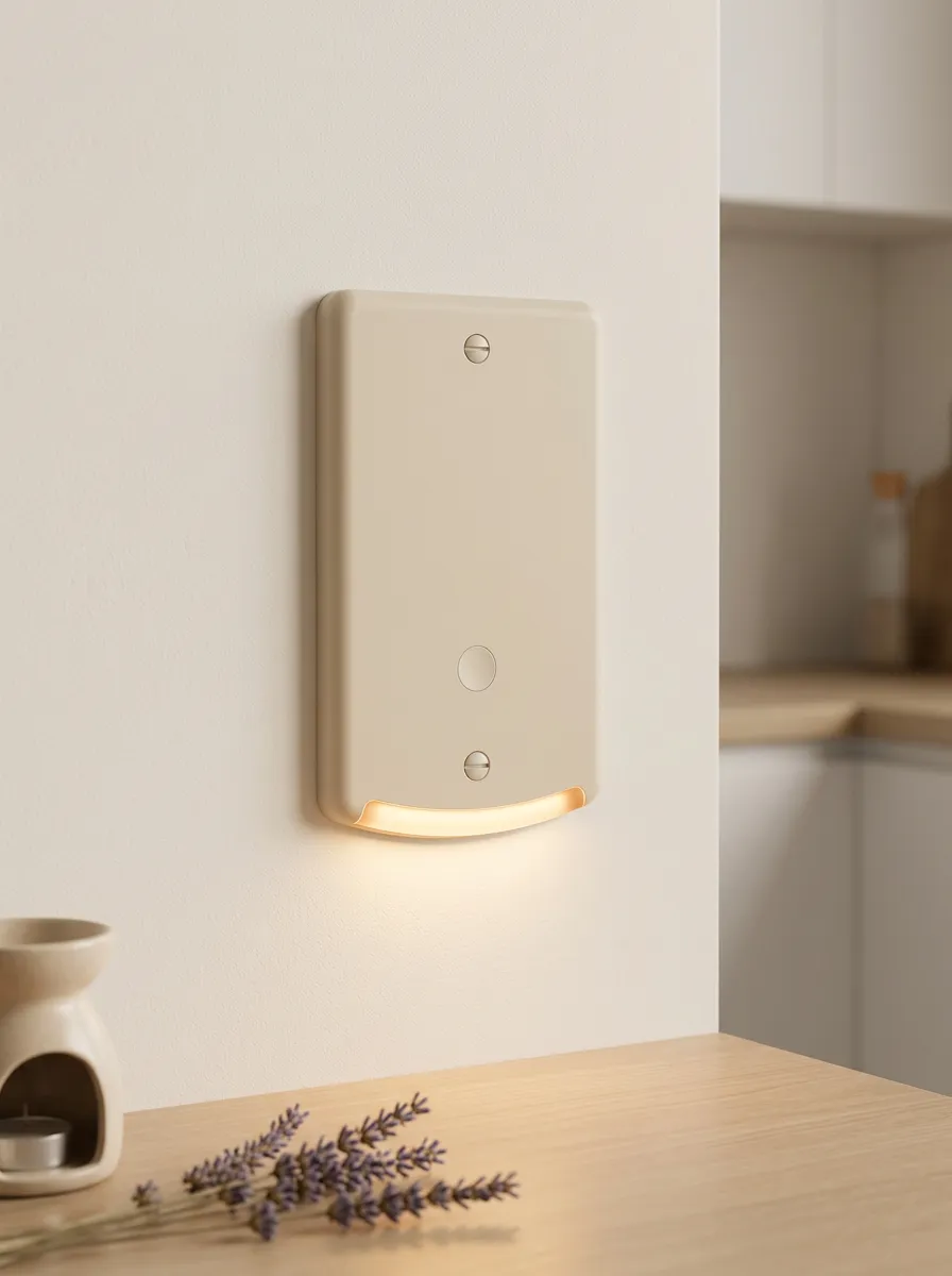 Minimalist Beige Solid Color Printed LED Outlet Cover