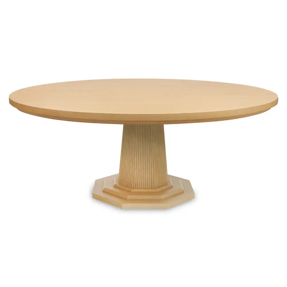Refined Octagonal Reeded Oak Round Dining Table