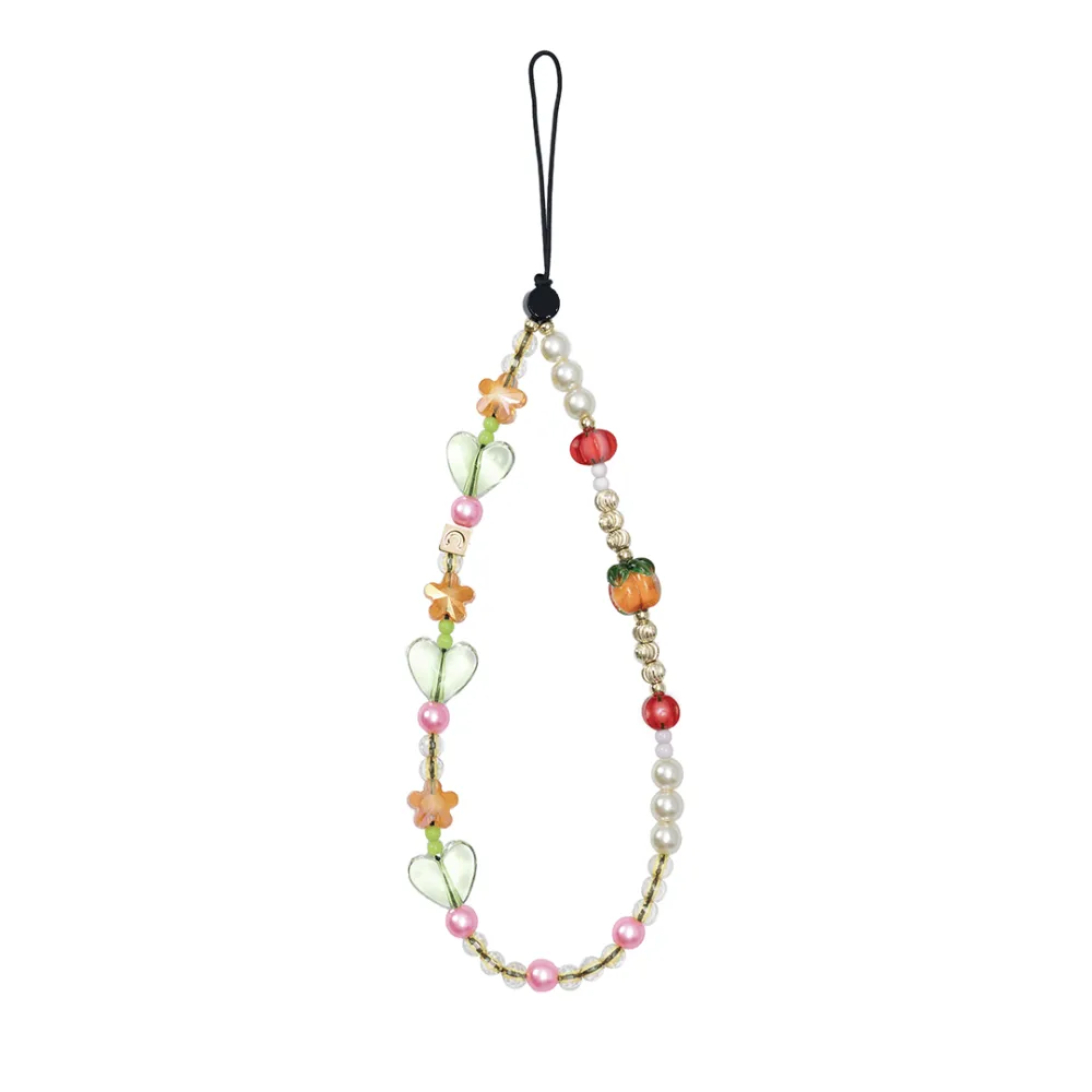 Floral Heart Beaded Phone Charm Strap
