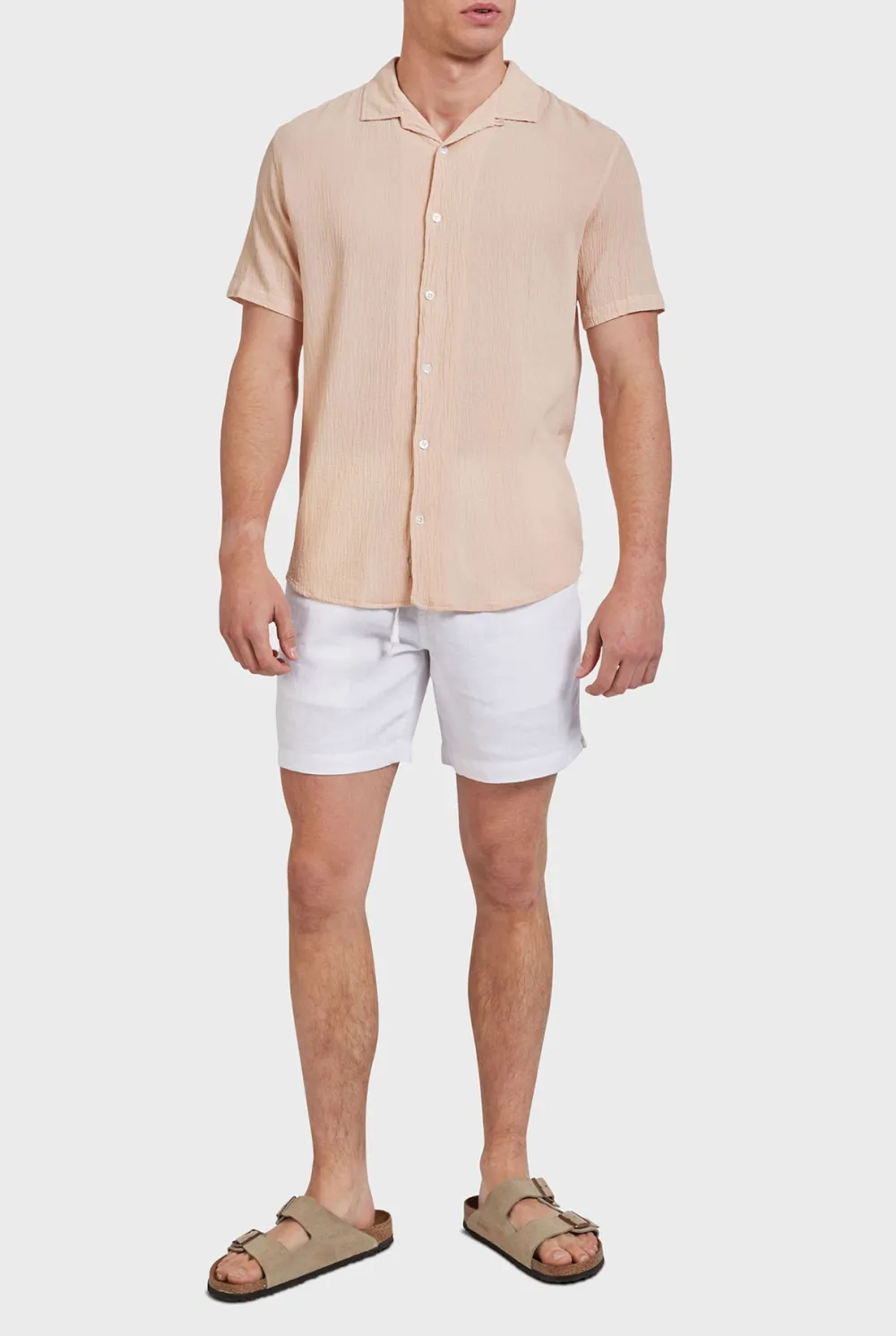 Casual Short Sleeve Shirt- Peach