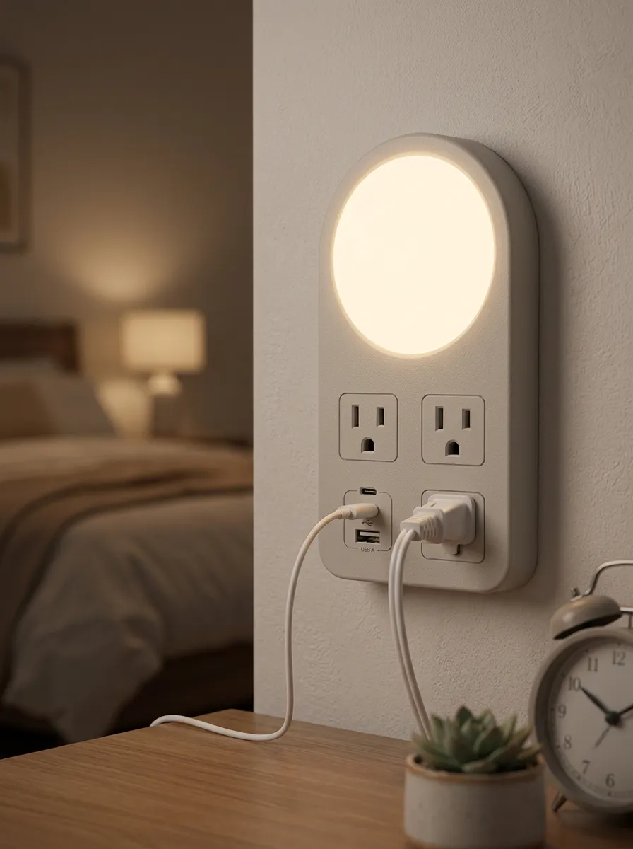 Home Bedroom Warm Light Minimalist Printed LED Outlet Cover