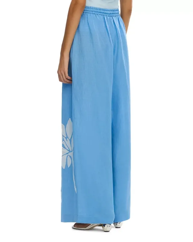 Embroidered Floral Linen Blend Cover Up Pants