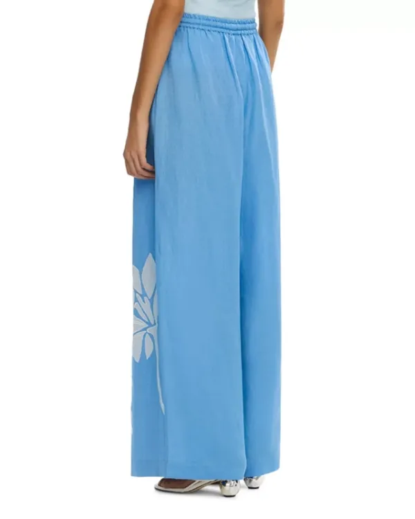 Embroidered Floral Linen Blend Cover Up Pants